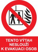 Výtah nepoužívejte při požáru